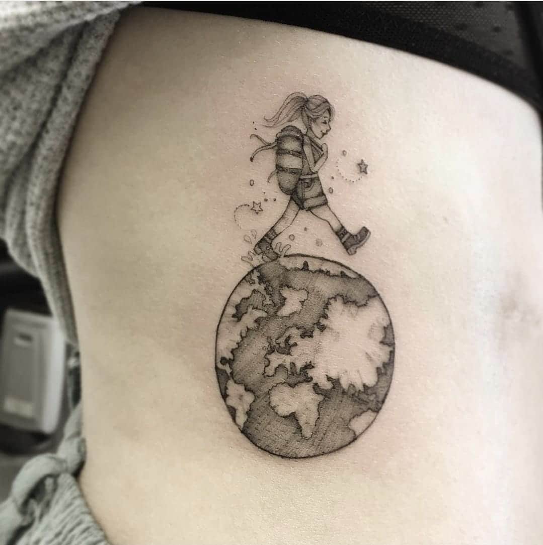 An ode to traveling for Jacque! Thank you for the rad idea 🤗✨ • (3 hours) # tattoo #travel #traveler #wanderlust #compassTattoo #tr... | Instagram